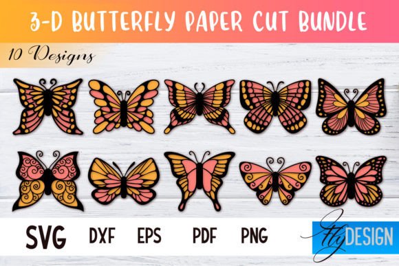 3D Butterfly Paper Cut SVG Design for Crafts & Graphics