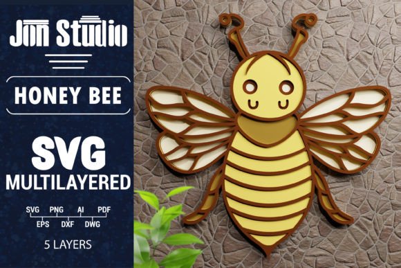 3d Honey Bee Multilayered Paper Cut SVG