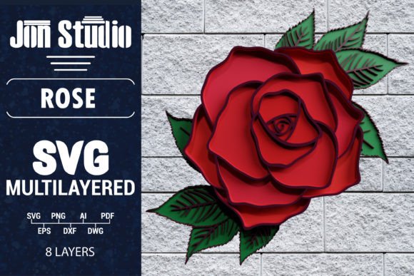 3D Multilayered Rose SVG for Crafts & Graphics Lovers