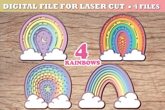 3D Rainbow Paper Cut SVG Bundle for Crafts & Graphics