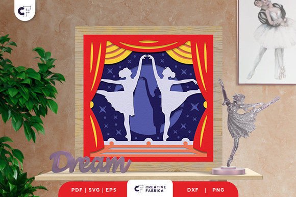 Ballerina Shadow Box 3D SVG for Sports Crafts
