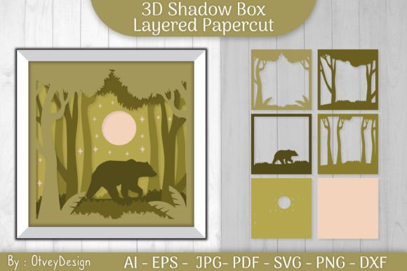 Bear Continuous Layered Papercut 3D – Graphics & Print Templates for Local Branding