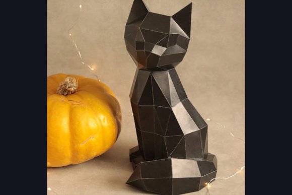 Black Cat Papercraft DIY: 3D SVG for Cats Branding