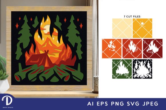 Bonfire 3D Shadow Box – Camping 3D SVG for Real Crafters