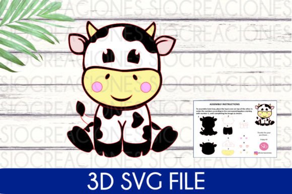 Cow 3D SVG: Layered Shapes for Commercial Crafts