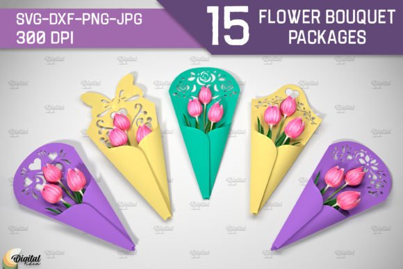 Flower Bouquet 3D SVG: Paper Flowers for Editorial Design