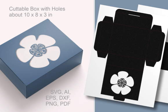 Flower Window Rectangular Box Template: 3D SVG Shapes