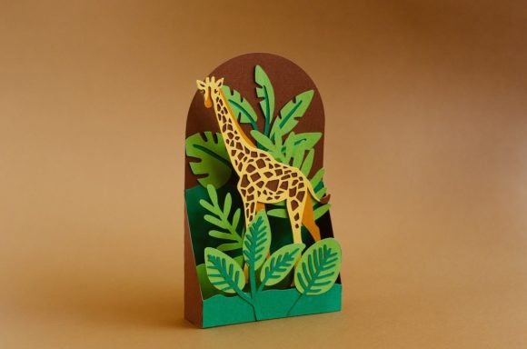 Giraffe Jungle Pop Up Box Card: 3D SVG for Other