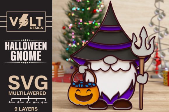 Halloween Gnome 3D SVG Shapes for Crafting