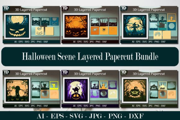 Halloween Scene 3D SVG Bundle for Shadow Boxes