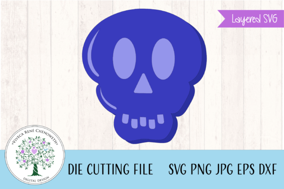 Halloween Sugar Skull Blue Layered SVG for Crafts & Graphics