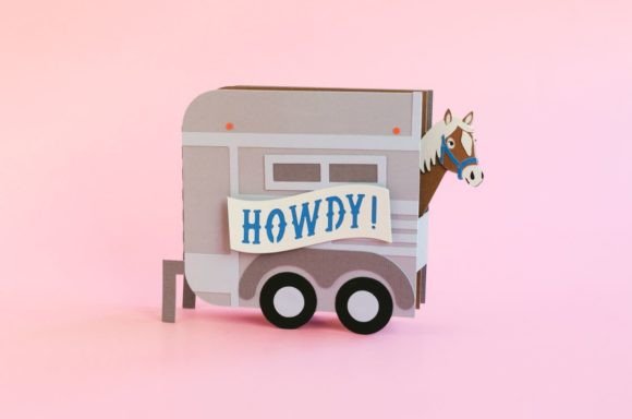 Horse Trailer Side Pop Up Box Card: 3D SVG Review