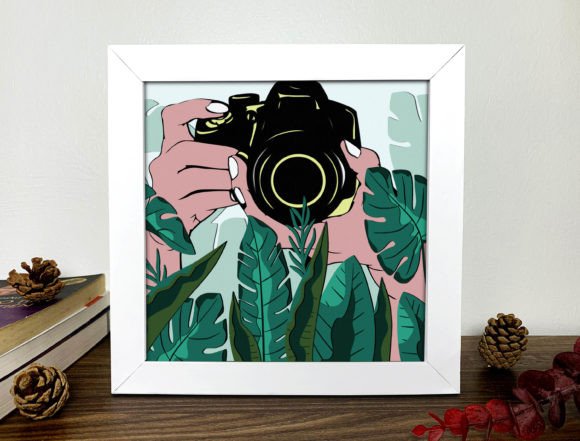 Monstera Shadow Box 3D SVG for Editorial Design