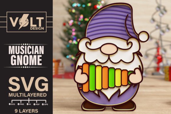 Musician Gnome 3D SVG: Christmas Blog Visuals