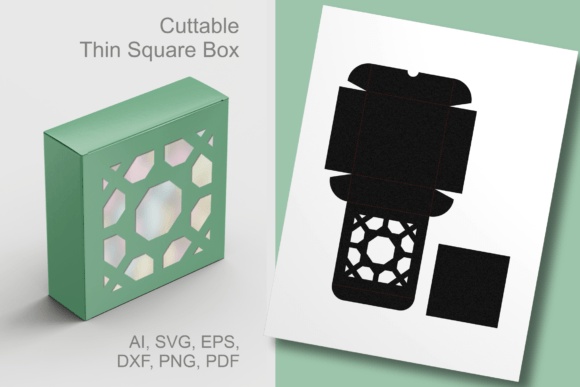 Ornamental Window Square Favor Box 3D SVG for Gift Boxes
