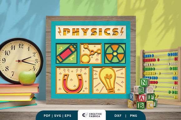 Physics School Subject 3D SVG for School Decor