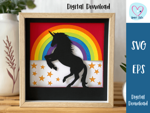 Rainbow Unicorn 3D Shadow Box SVG: Graphics That Sparkle in Print Templates