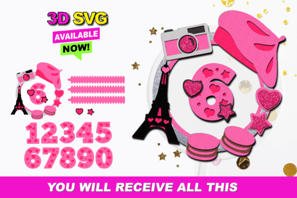 Shaker Cake Topper SVG Paris: 3D Shapes for Branding