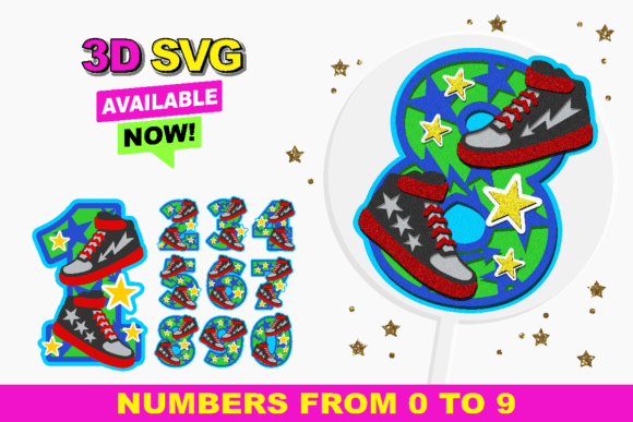 Sneakers Numbers 3D SVG: Playful Shapes for Branding