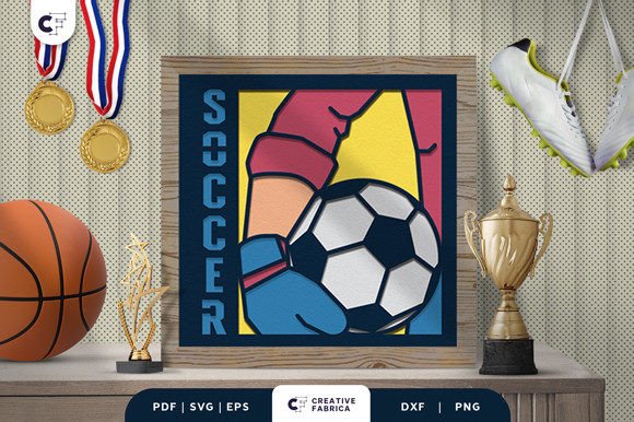 Soccer Player 3D SVG for Sports Paper Crafts
