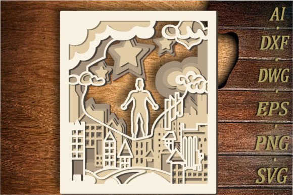 Super Dad Shadow Box SVG for Laser Cutting