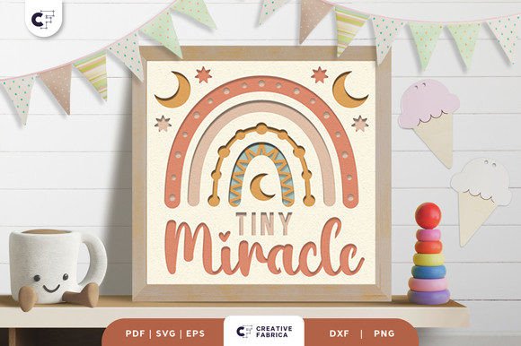 Tiny Miracle Boho Rainbow 3D SVG for Baby Content