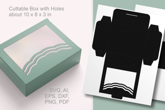 Wide Window with Scalloped Lines Box SVG: 3D SVG Gift Boxes